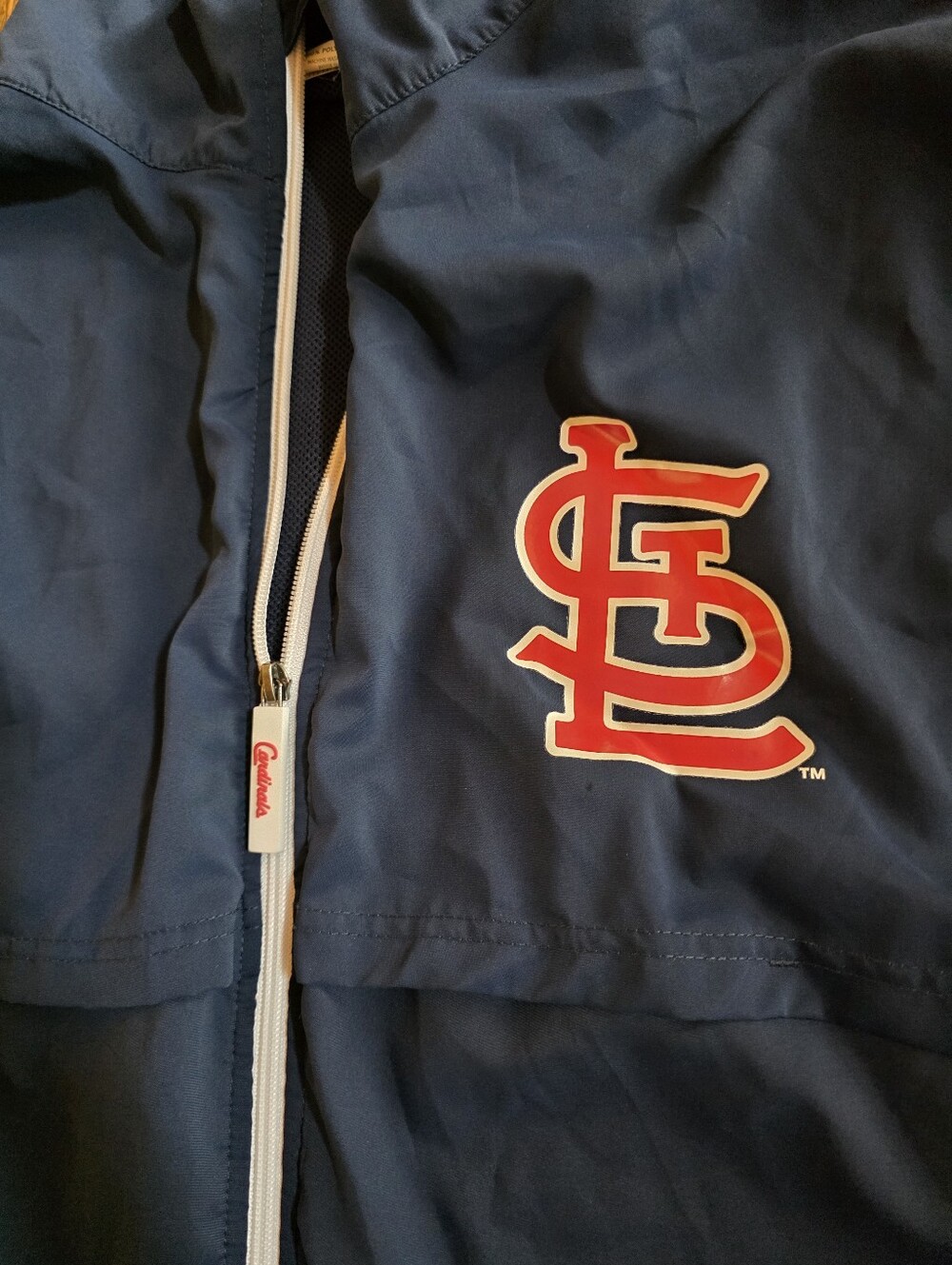 St. Louis Cardinals Navy Windbreaker Jacket Adult Womens XL - Picture 2 of 14